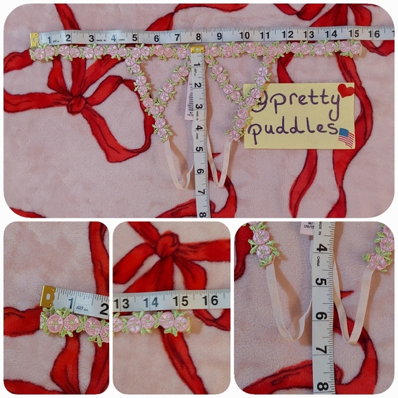 💐 S 💕 VS Dream Angels Rosebud Embroidery Crotchless V-String Panty 💐 - Picture 10 of 16